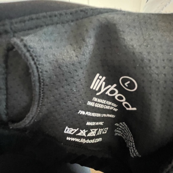 SoulCycle x Lilybod matching set black white yellow stripes L top & M bottom - Picture 3 of 5